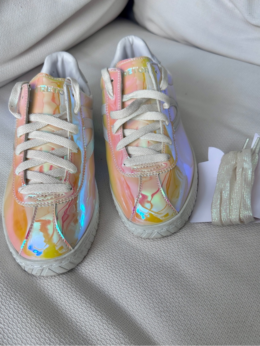 Tretorn Iridescent Pastel Marble Low-Top Sneakers - Pink, Yellow, Blue